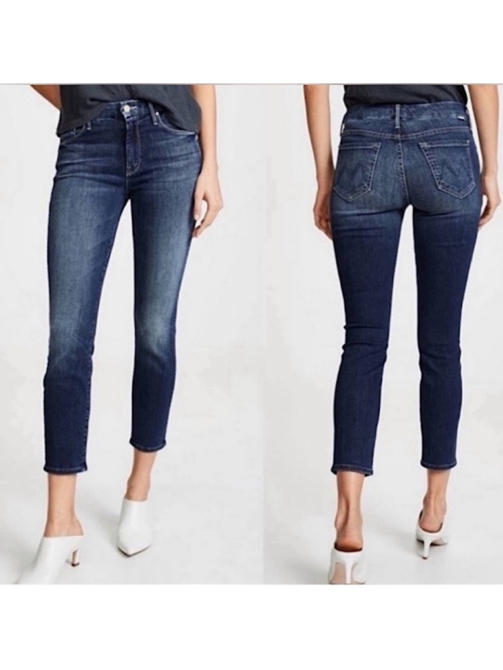 MOTHER The Looker Cropped Skinny Jeans Indigo Wash Women Size 28